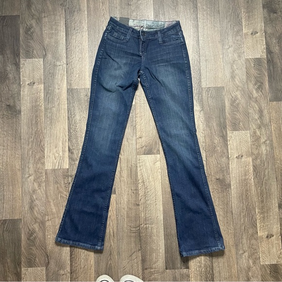 BLEULAB Reversible 2in1 Boot Cut Jeans Dark Blue and Floral Print Size 25 - Picture 5 of 12